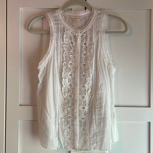 Rebecca Taylor White Lace Voile Sleeveless Top Size 2